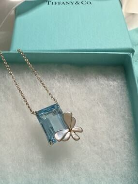 Tiffany & Co. Sterling Silver/18K Gold Blue Topaz Butterfly Necklace Love bugs